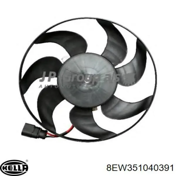 8EW351040391 HELLA Ventilador de refrigeración completo derecho (motor y hélice)