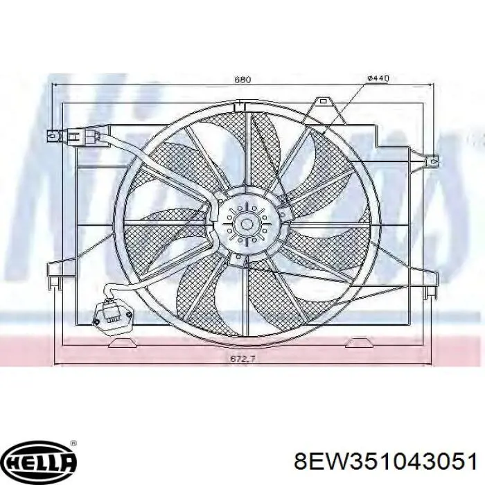 1850-0063 Profit difusor de radiador, ventilador de refrigeración, condensador del aire acondicionado, completo con motor y rodete
