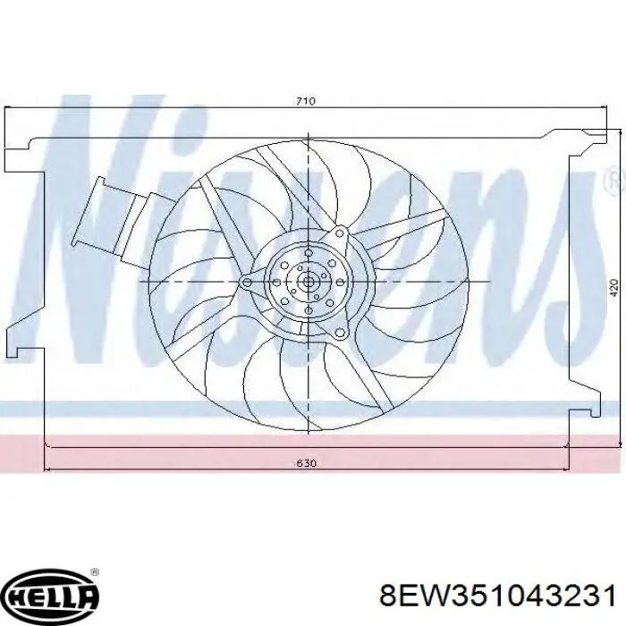 8EW351043231 HELLA ventilador (rodete +motor refrigeración del motor con electromotor derecho)