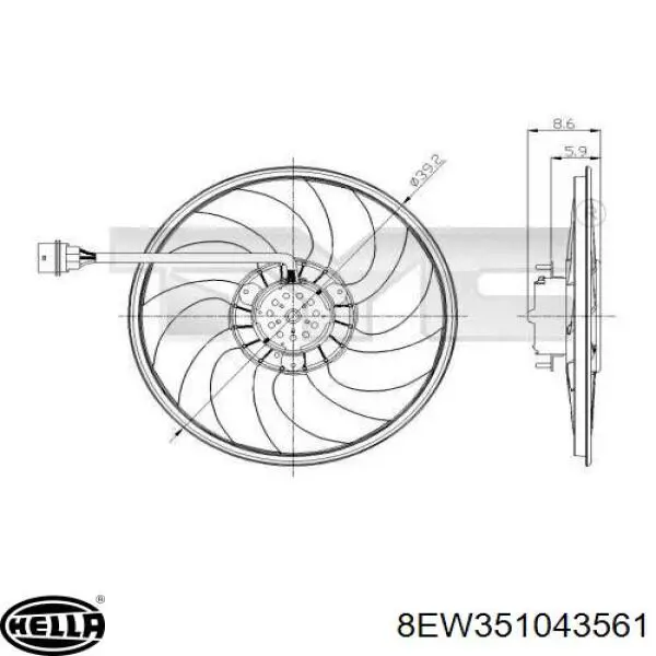 6Q0121206 VAG Electroventilador del motor
