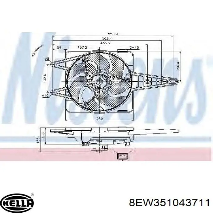 Difusor de radiador, ventilador de refrigeración, condensador del aire acondicionado, completo con motor y rodete para Lancia Dedra (835)