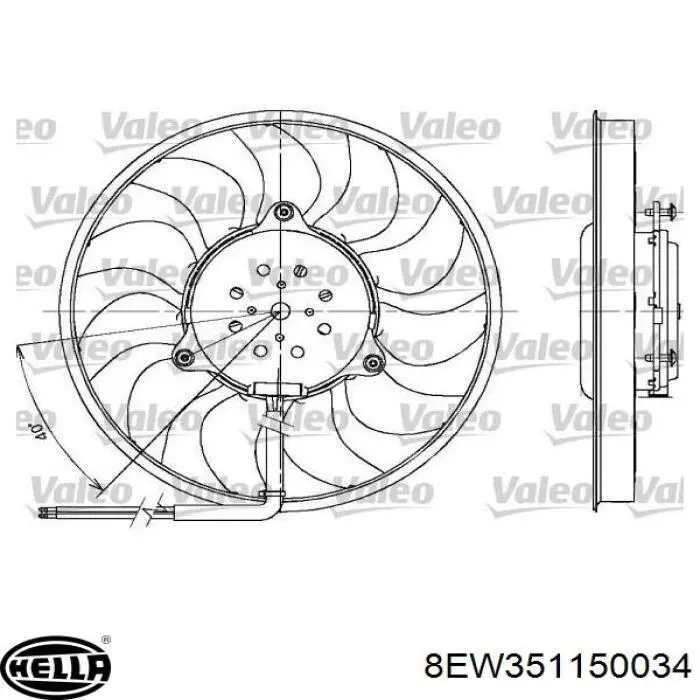 Ventilador (rodete +motor) refrigeración del motor con electromotor completo HELLA 8EW351150034