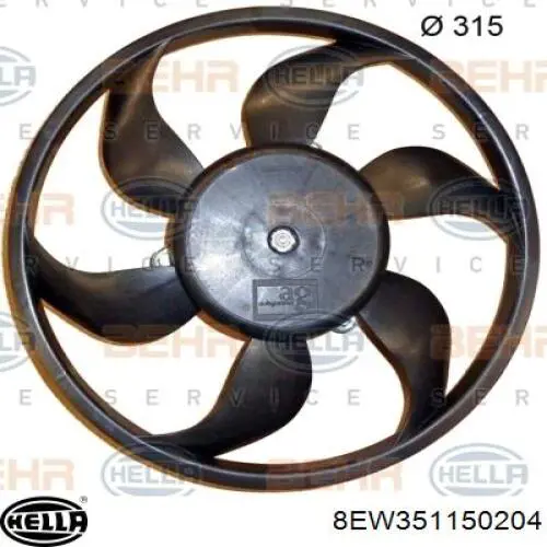 8EW351150204 HELLA ventilador (rodete +motor refrigeración del motor con electromotor derecho)