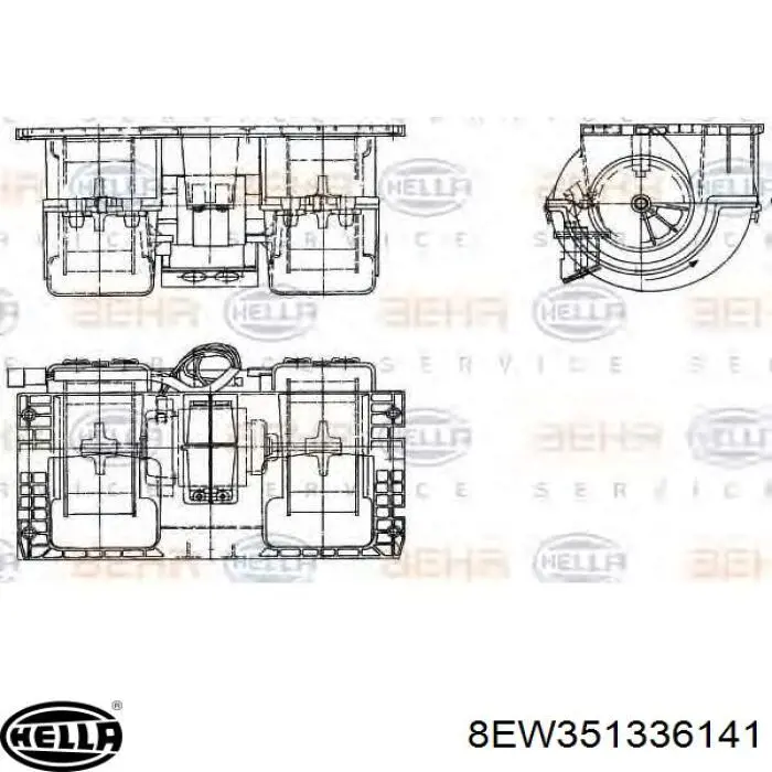 8EW351336141 HELLA motor eléctrico, ventilador habitáculo