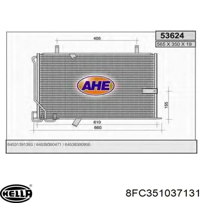 Condensador aire acondicionado 64538390956 BMW