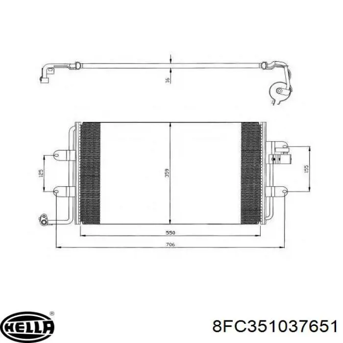 8FC351037654 HELLA condensador aire acondicionado