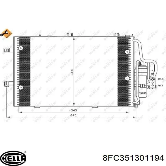 Condensador aire acondicionado 1850114 Opel