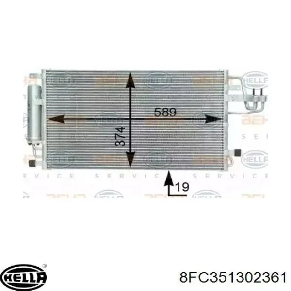 Condensador aire acondicionado 8FC351302361 HELLA