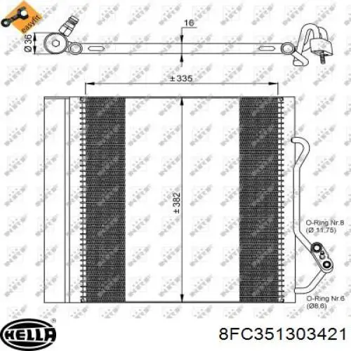 8FC351303421 HELLA condensador aire acondicionado