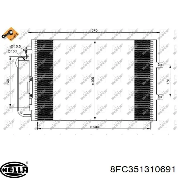 8FC351310691 HELLA condensador aire acondicionado