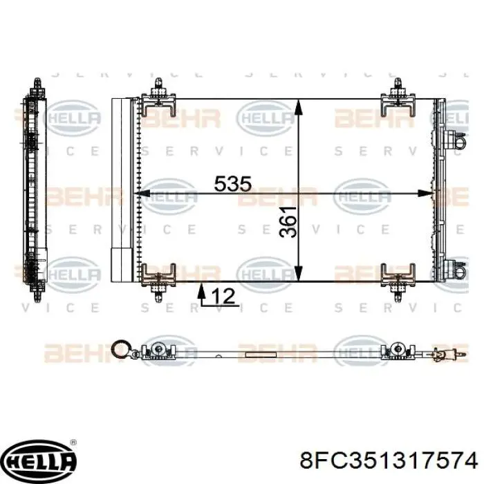 8FC351317574 HELLA Radiador de aire acondicionado