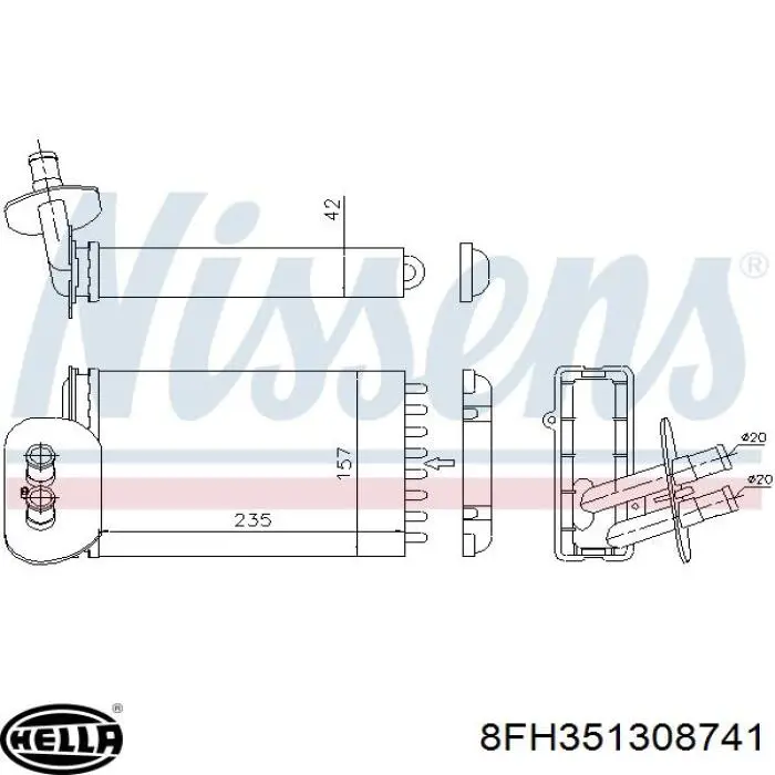 Radiador de calefacción HELLA 8FH351308741 precio, desde 20,24 EUR