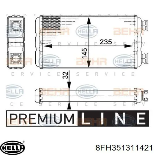 8FH351311421 HELLA Radiador interior