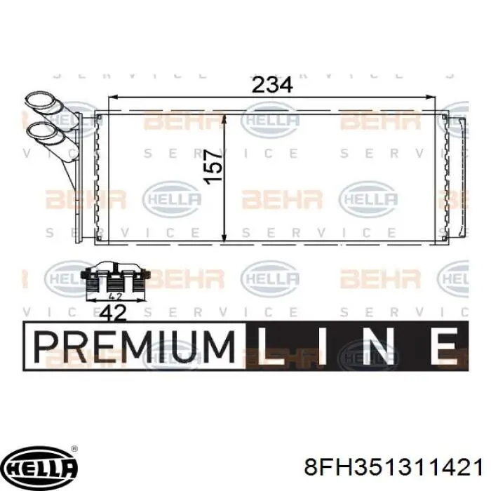 8FH351311421 HELLA Radiador interior