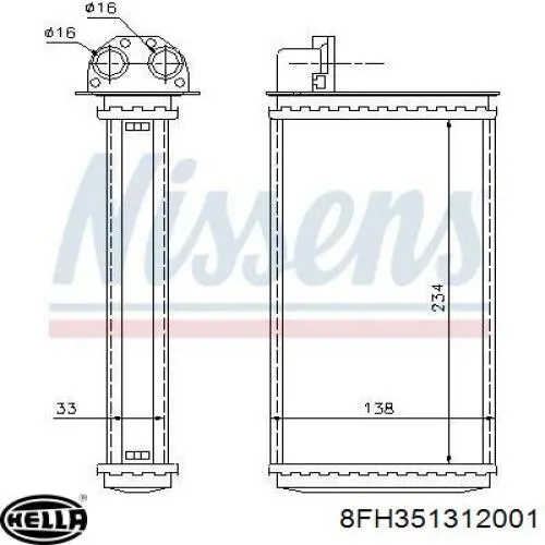 Radiador de calefacción HELLA 8FH351312001 precio, desde 25,41 EUR