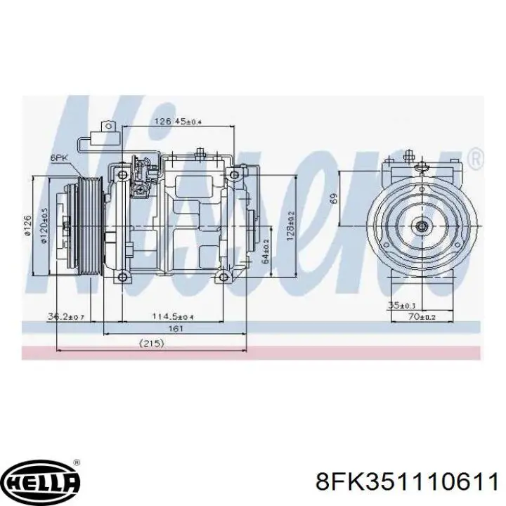 8FK351110611 HELLA compresor de aire acondicionado