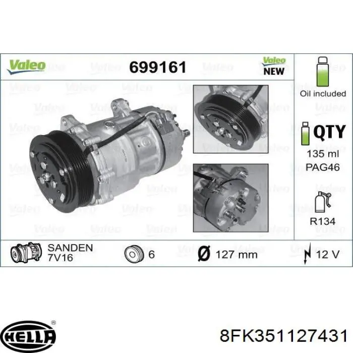 Comprar 7D0820805K VAG Compresor de aire acondicionado coche