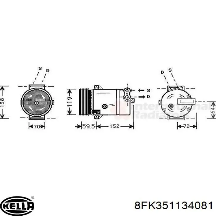 8FK 351 134-081 HELLA compresor de aire acondicionado