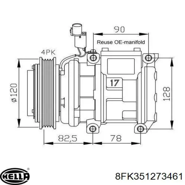 8FK351273461 HELLA compresor de aire acondicionado