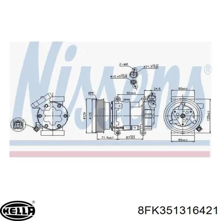 Compresor de aire acondicionado 8200953359A Nissan/Infiniti