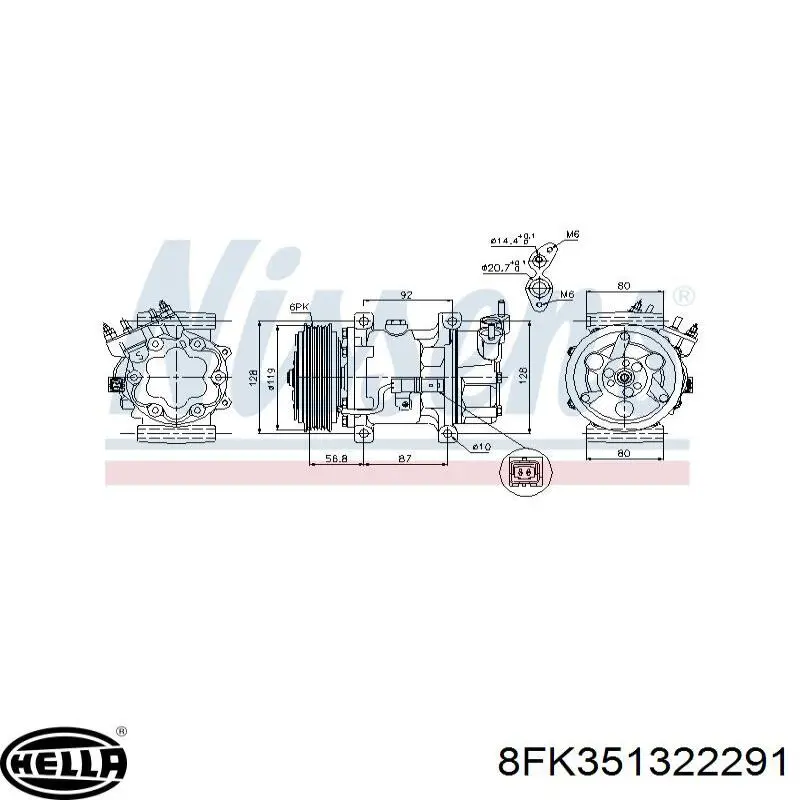 Compresor de aire acondicionado 6189501960 Peugeot/Citroen