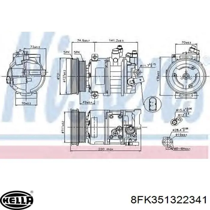 Compresor de aire acondicionado 1K0820859R VAG