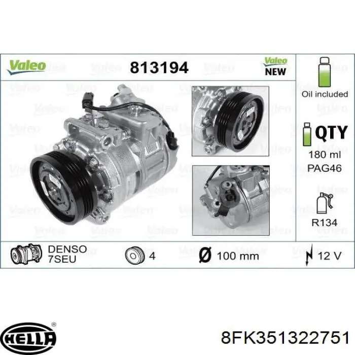 8FK351322751 HELLA Compresor climatizador