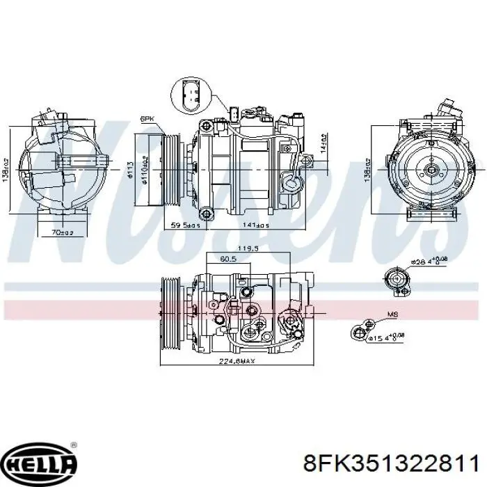 Compresor de aire acondicionado DCP32022 VAG