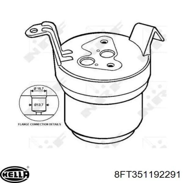 8FT351192291 HELLA receptor-secador del aire acondicionado