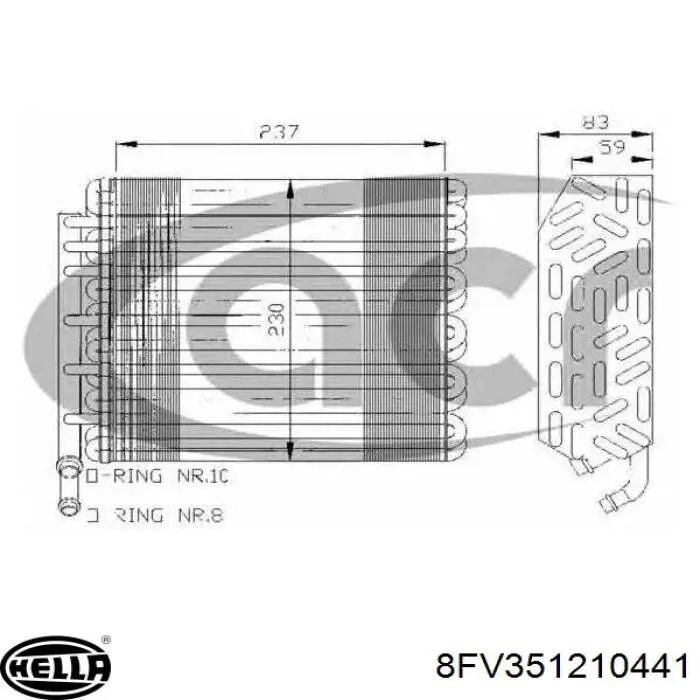 Evaporador de aire acondicionado 8FV351210441 HELLA
