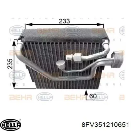 Evaporador de aire acondicionado 8FV351210651 HELLA