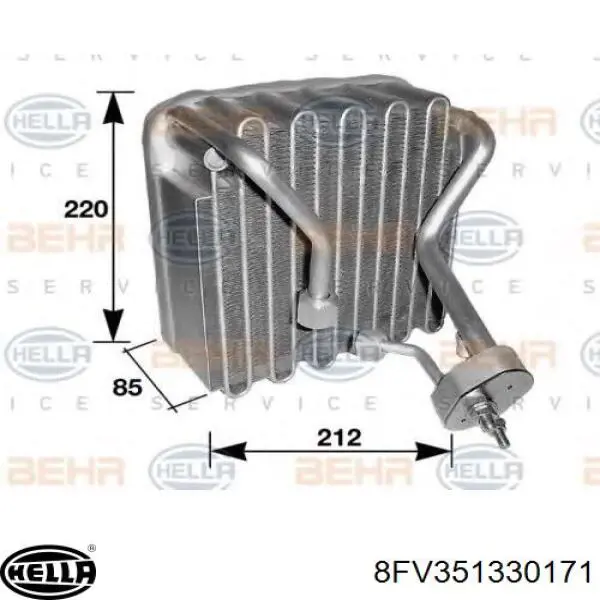 Evaporador de aire acondicionado 8FV351330171 HELLA