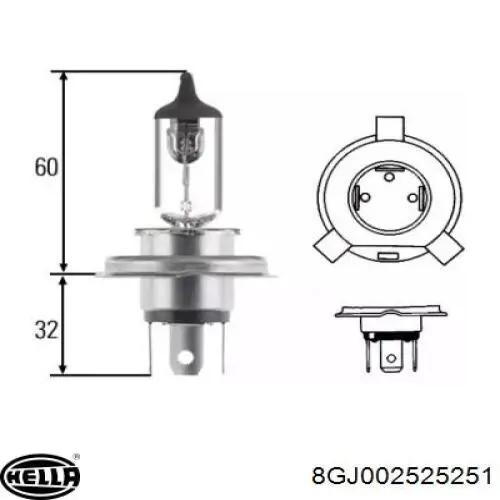 Lámpara halógena 8GJ002525251 HELLA