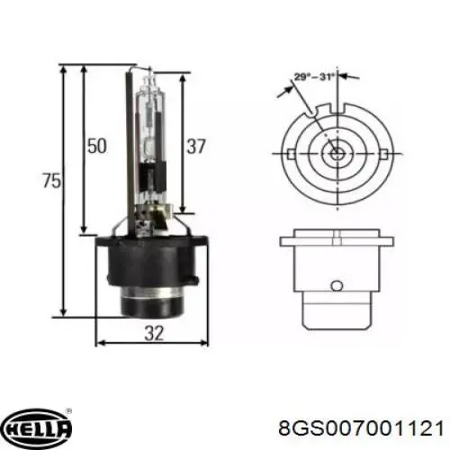 8GS 007 001-121 HELLA bombilla de xenon