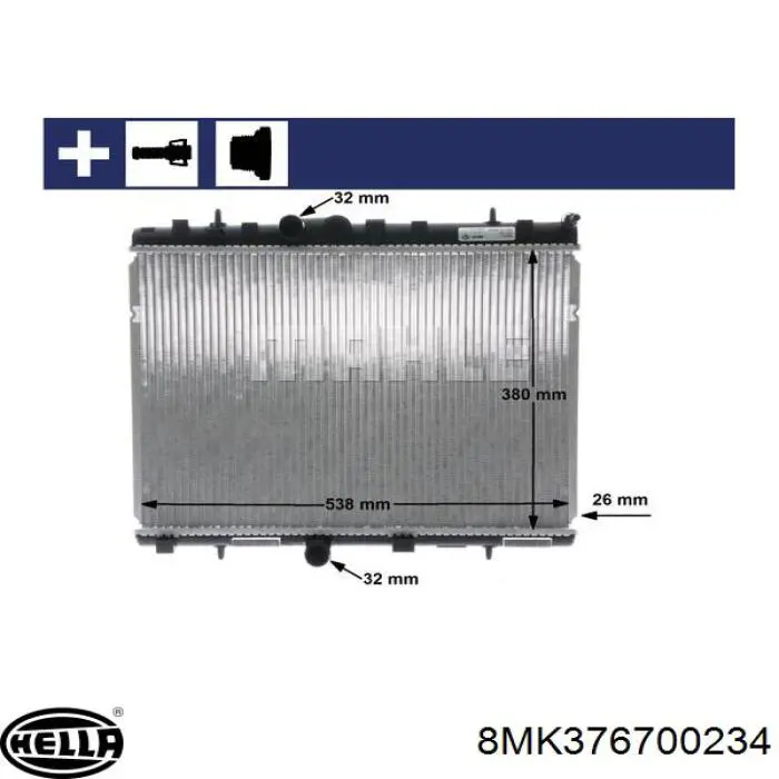 8MK376700234 HELLA radiador