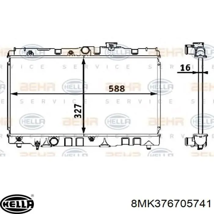 Radiador de água Hyundai/Kia 2530043620