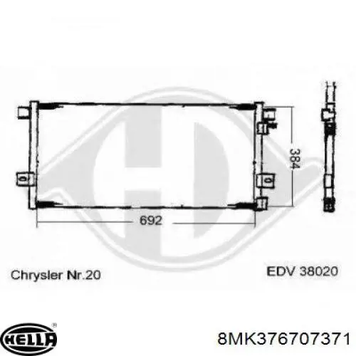 8MK 376 707-371 HELLA radiador refrigeración del motor