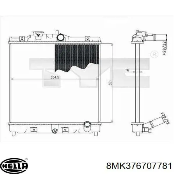 PCC108350 MG radiador