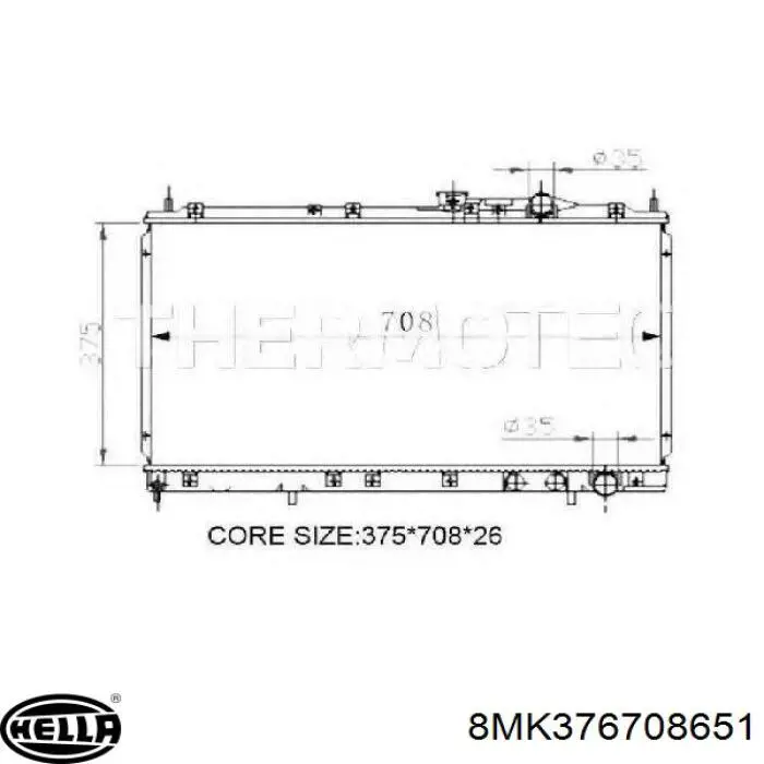 8MK 376 708-651 HELLA radiador refrigeración del motor