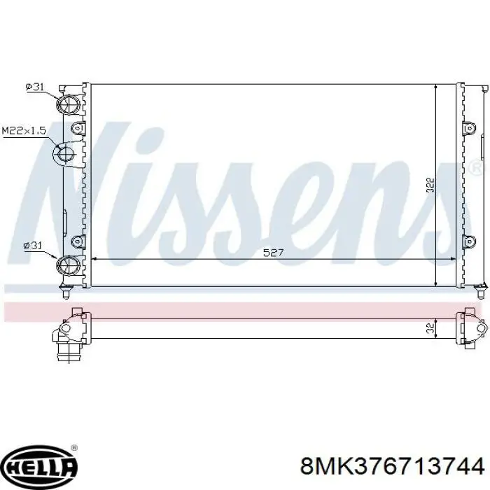 Radiador 6N0121253 VAG