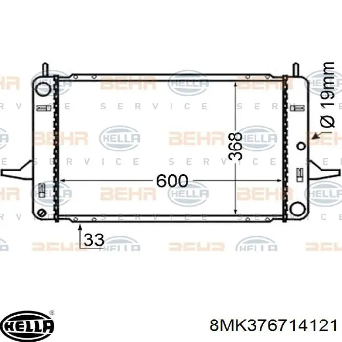 8MK376714121 HELLA radiador refrigeración del motor