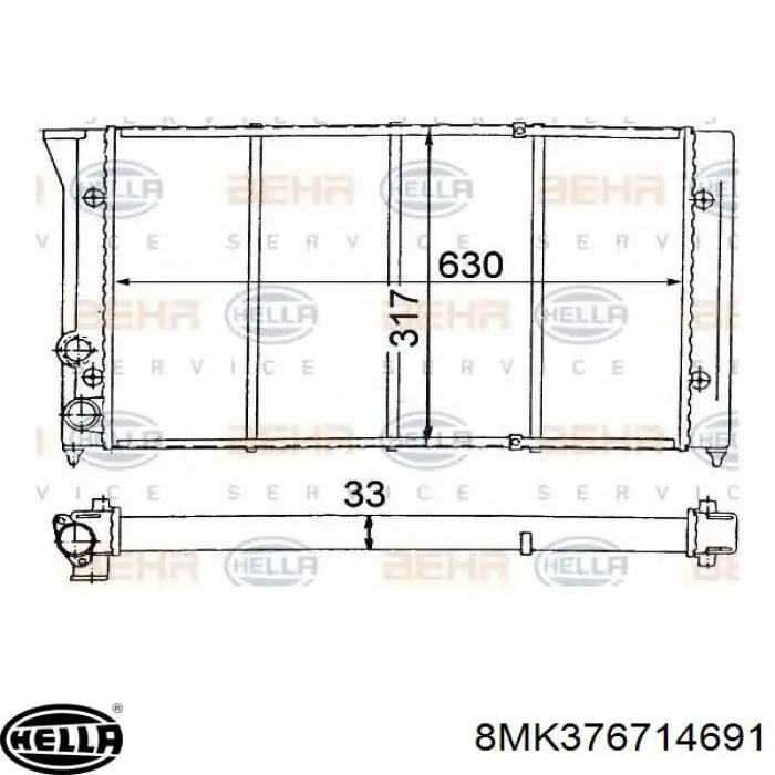 8MK376714691 HELLA radiador refrigeración del motor