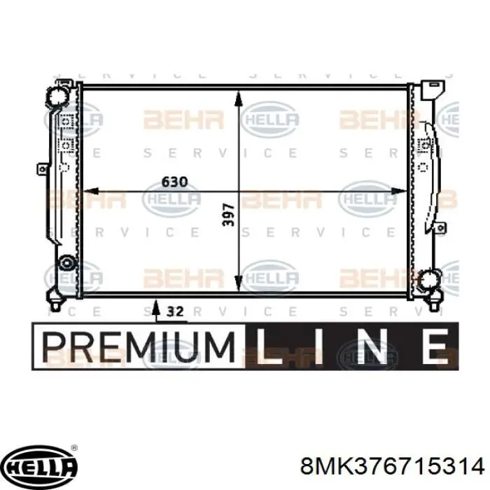 8MK376715314 HELLA radiador refrigeración del motor