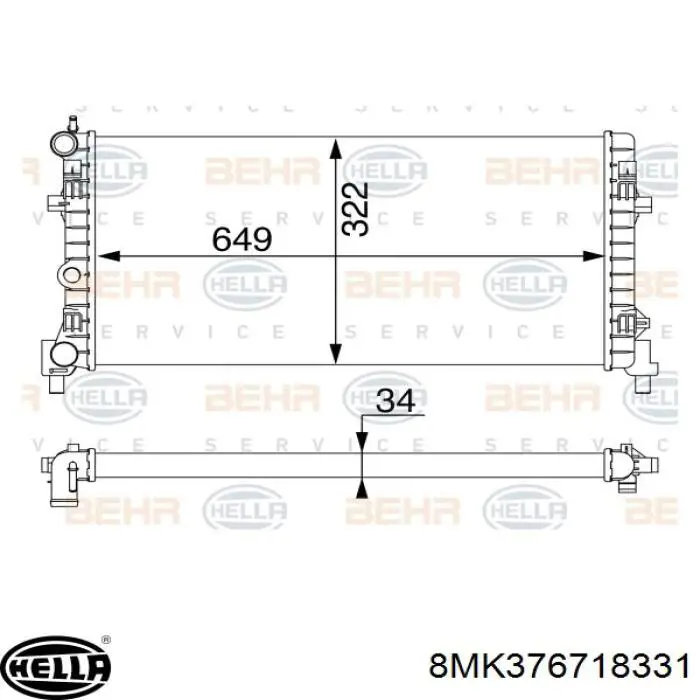 Radiador de água Opel 1300258