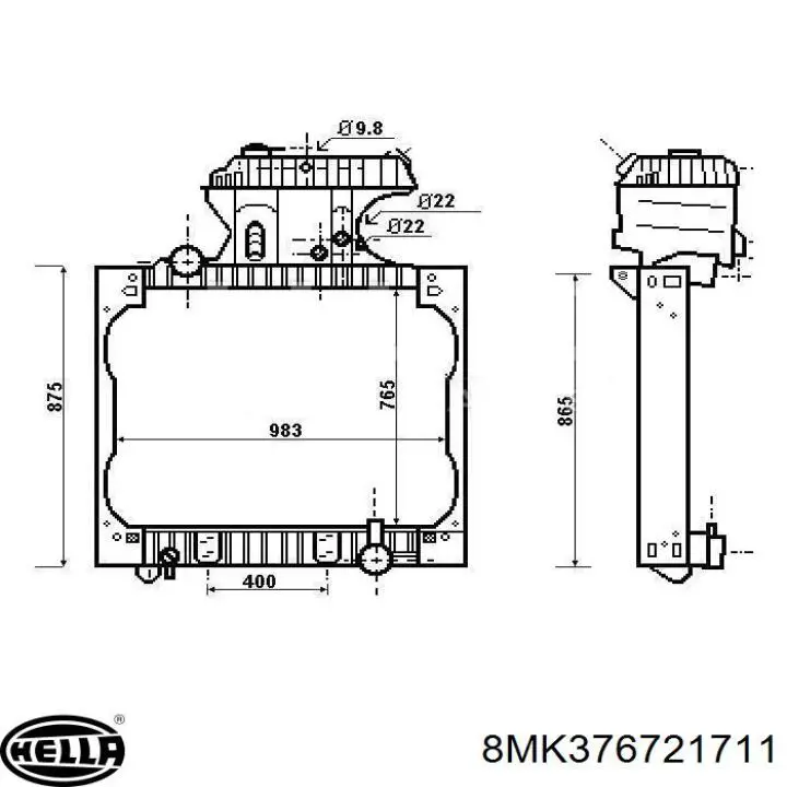 Radiador 8MK376721711 HELLA