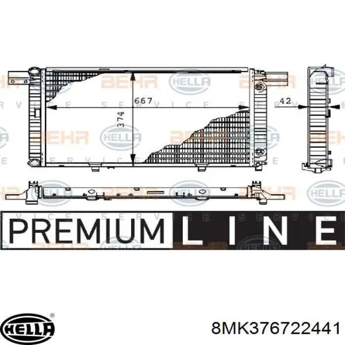 8MK376722441 HELLA radiador refrigeración del motor