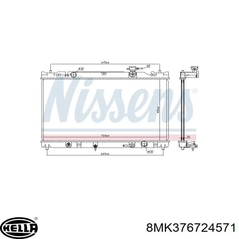 Radiador 1640028281 Toyota