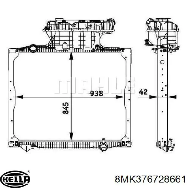 8MK376728661 HELLA radiador refrigeración del motor