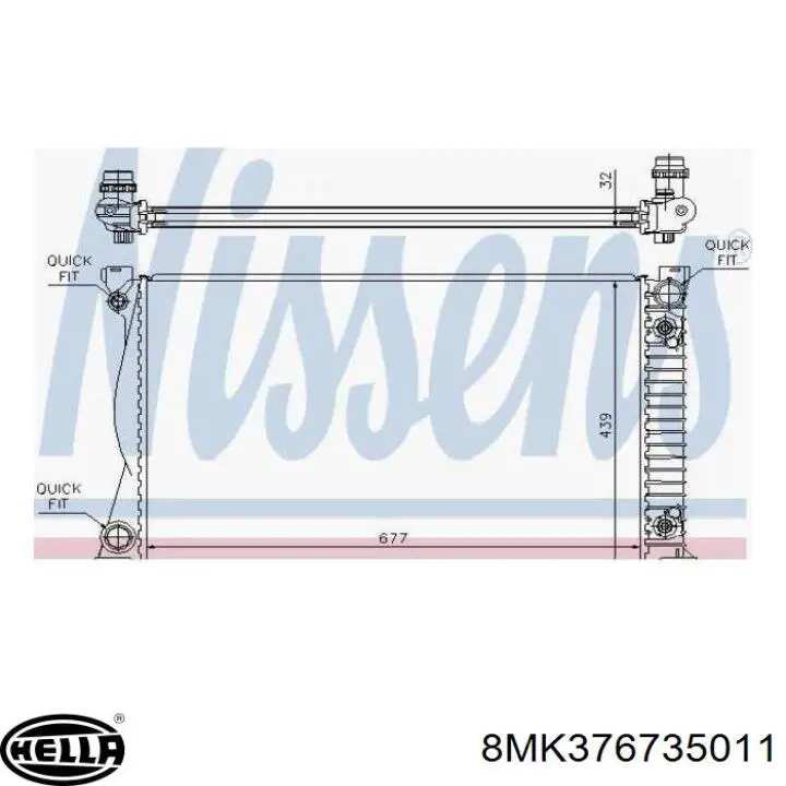 8MK376735-011 HELLA radiador refrigeración del motor