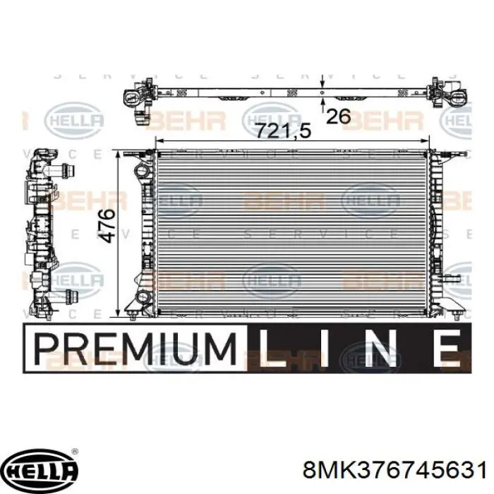 8K0121251K Market (OEM) radiador refrigeración del motor